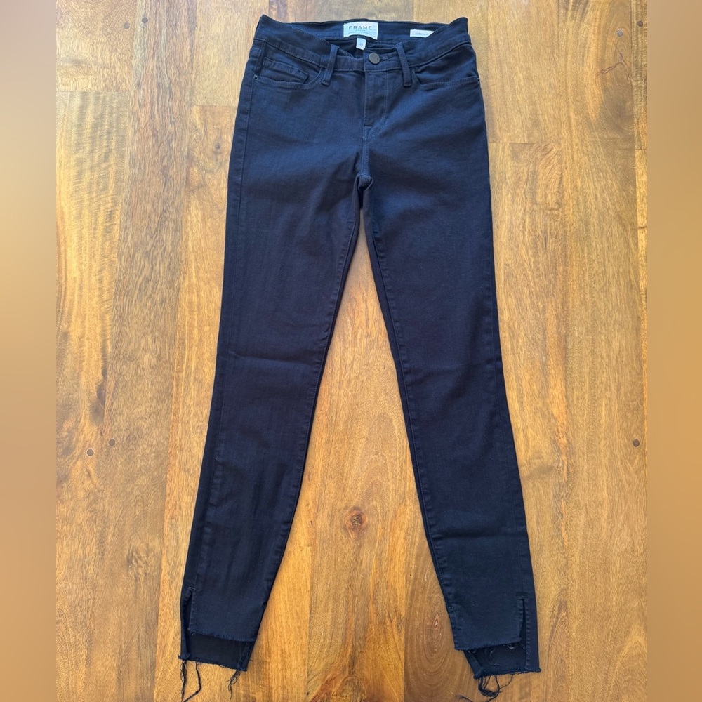 Frame Le Skinny‎ De Jean black mid rise skinny jeans women’s size 26
